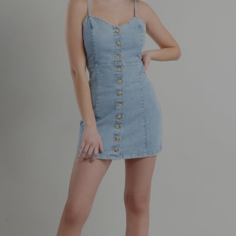 Garage Denim Button Front Bodycon Dress Medium Dream Blue